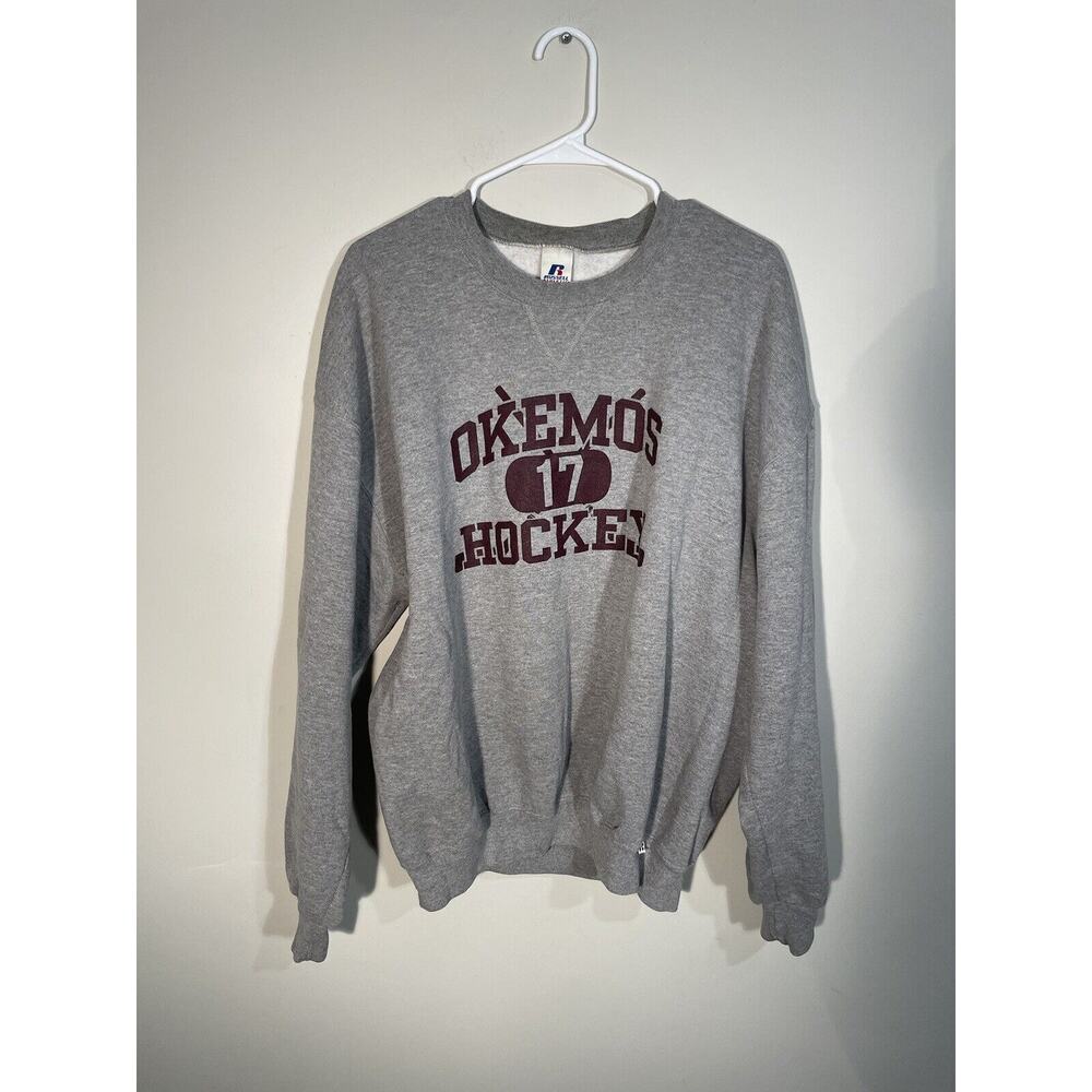 Okemos‎ Hockey Russell Athletic Pullover Crewneck Gray Mens XL